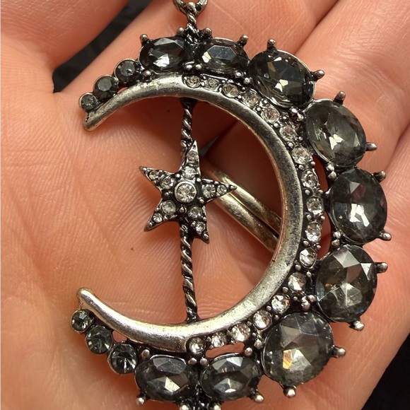 Silver Star and Moon Dangle Earrings - Picture 3 of 4